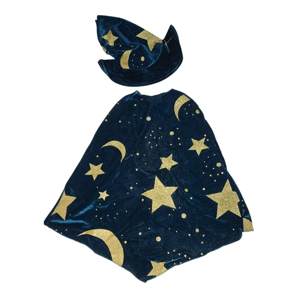 Kids Wizard Costume dress with cape and hat Sz 6/6x - Picture 1 of 5